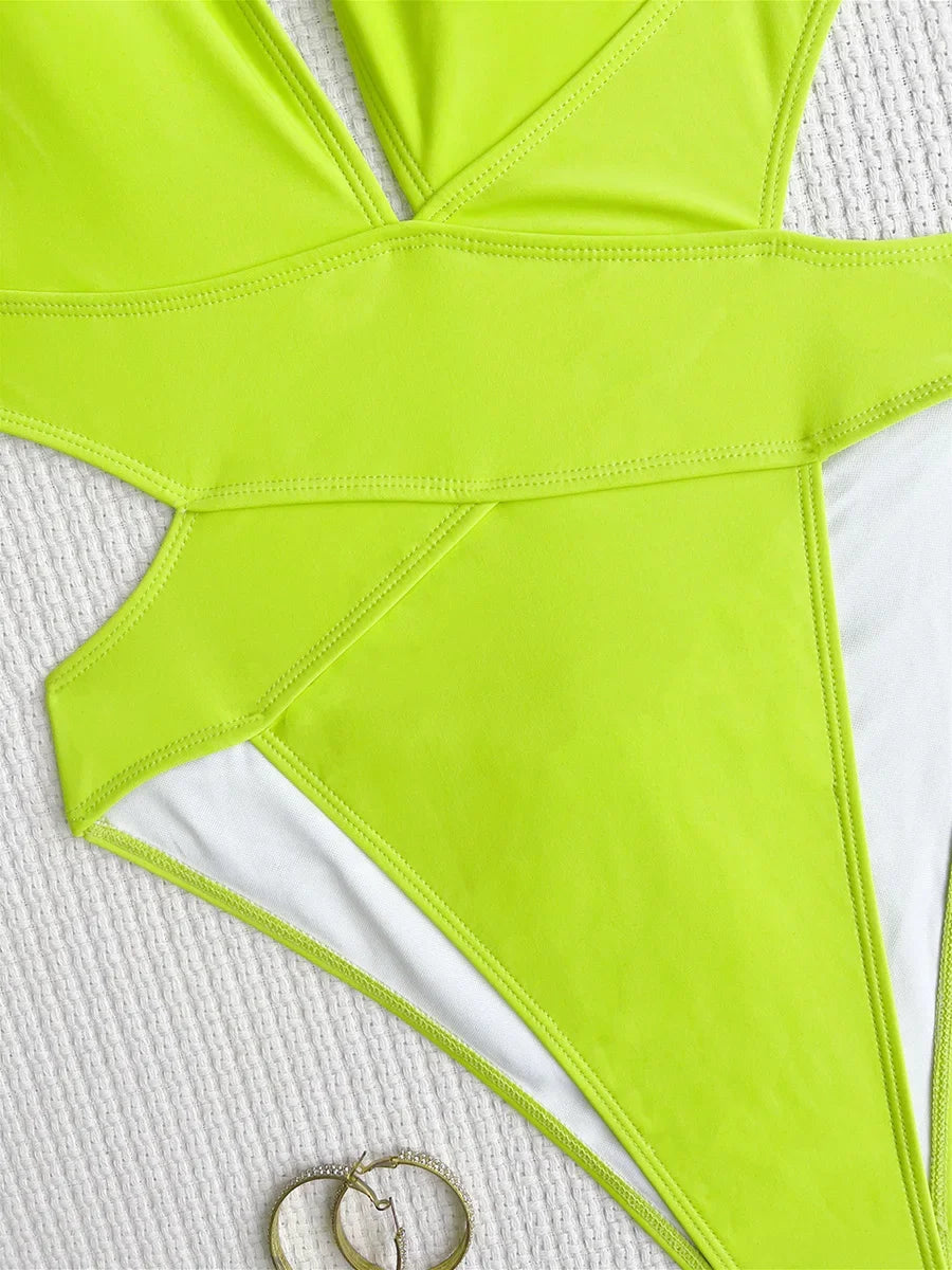 Scrunch Butt Swimsuits Deep V Neck Cross Backless One Piece Swimsuit Women Swimwear Female Monokini High Cut Bathing Suit Swim