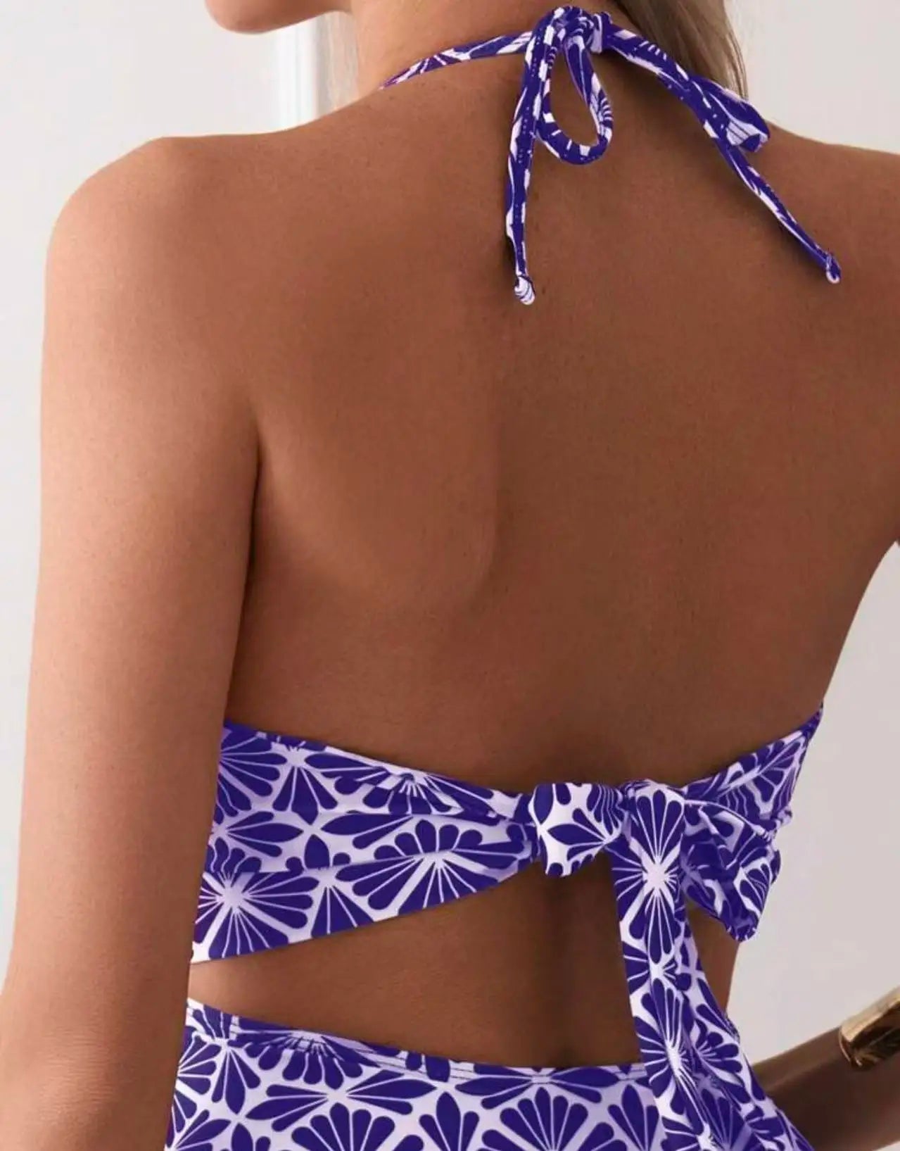2026 Printed Swimsuit One Piece Halter Hollow Sexy Swimwear Women Bathers Bathing Swimming Swim Suit Padded Beachwear Summer