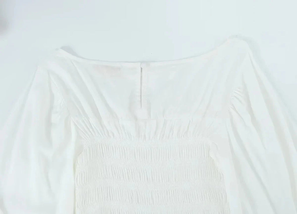 Foridol White Summer Linen Women Blouse Off Shoulder Lantern Sleeve Short Blouse Top 2025 Spring Smocked Pelpum Top New