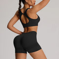 2pcs/set Yoga Sport Bra Shorts Set Sportswear Woman Gym High Waist Seamless Workout Shorts Leggings Activewear Women's Tracksuit
