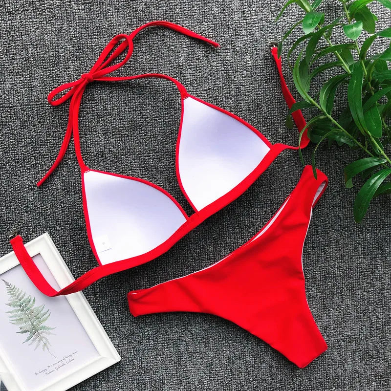 2025 Halter Bra Cup Bikini Women Swimsuit Female Push Up Swimwear Two Pieces Bikini set Brazilian Bather Bathing Suit Swim Lady
