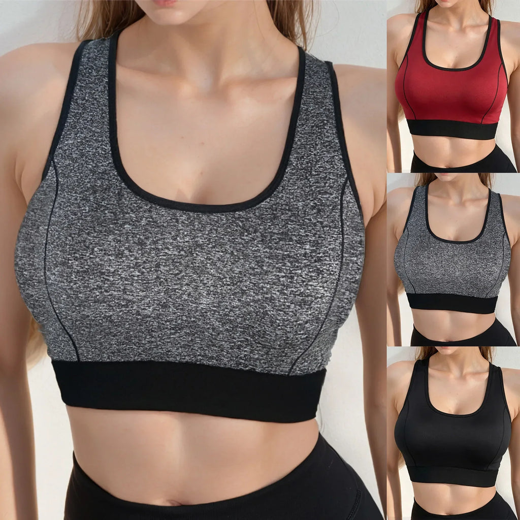 Women Racerback Sports Bra Seamless High Impact Support Fitness Yoga Brassiere Shockproof Workout Running Gym Underwear Bralette