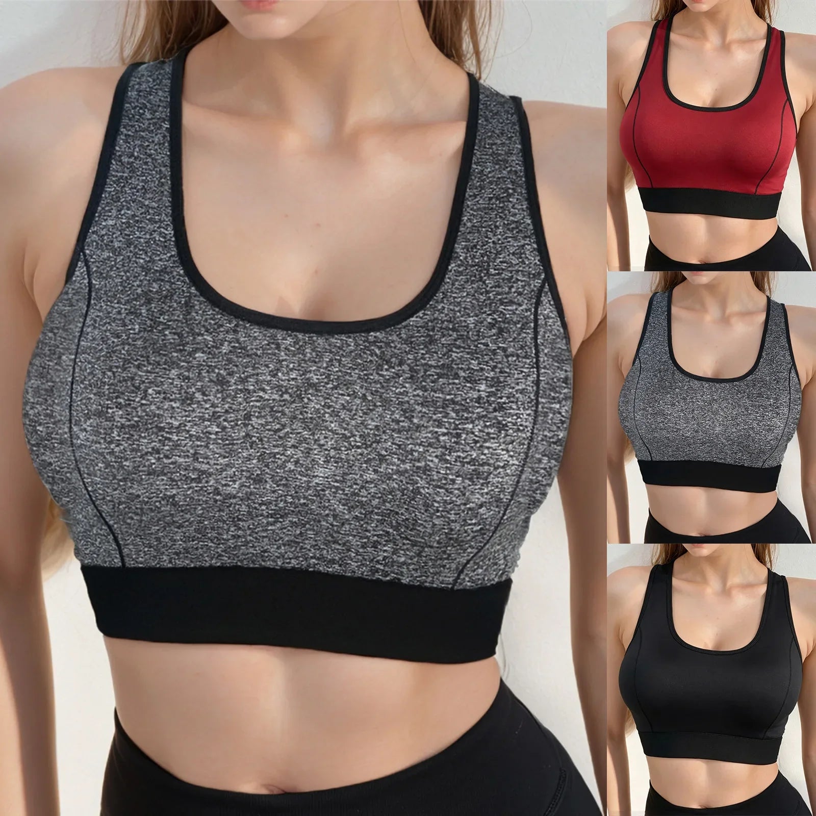 Women Racerback Sports Bra Seamless High Impact Support Fitness Yoga Brassiere Shockproof Workout Running Gym Underwear Bralette