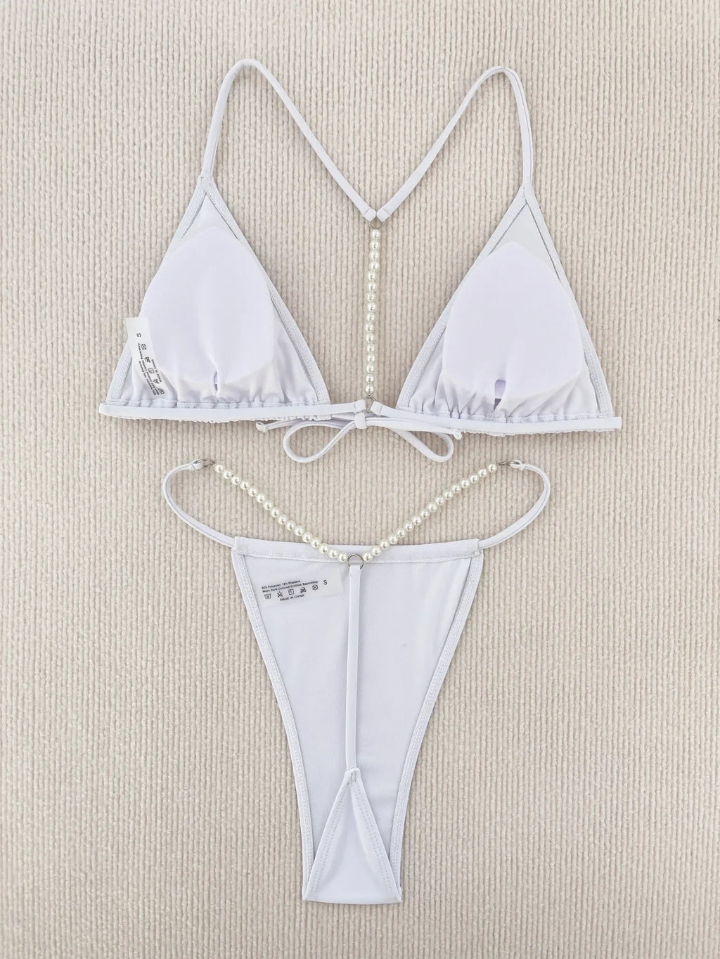 DEKA Thong Bikini Sexy String Pearls Mini Set Swimwear Women Swimsuit Female Swimming for Beach Wear for Bathing Suits