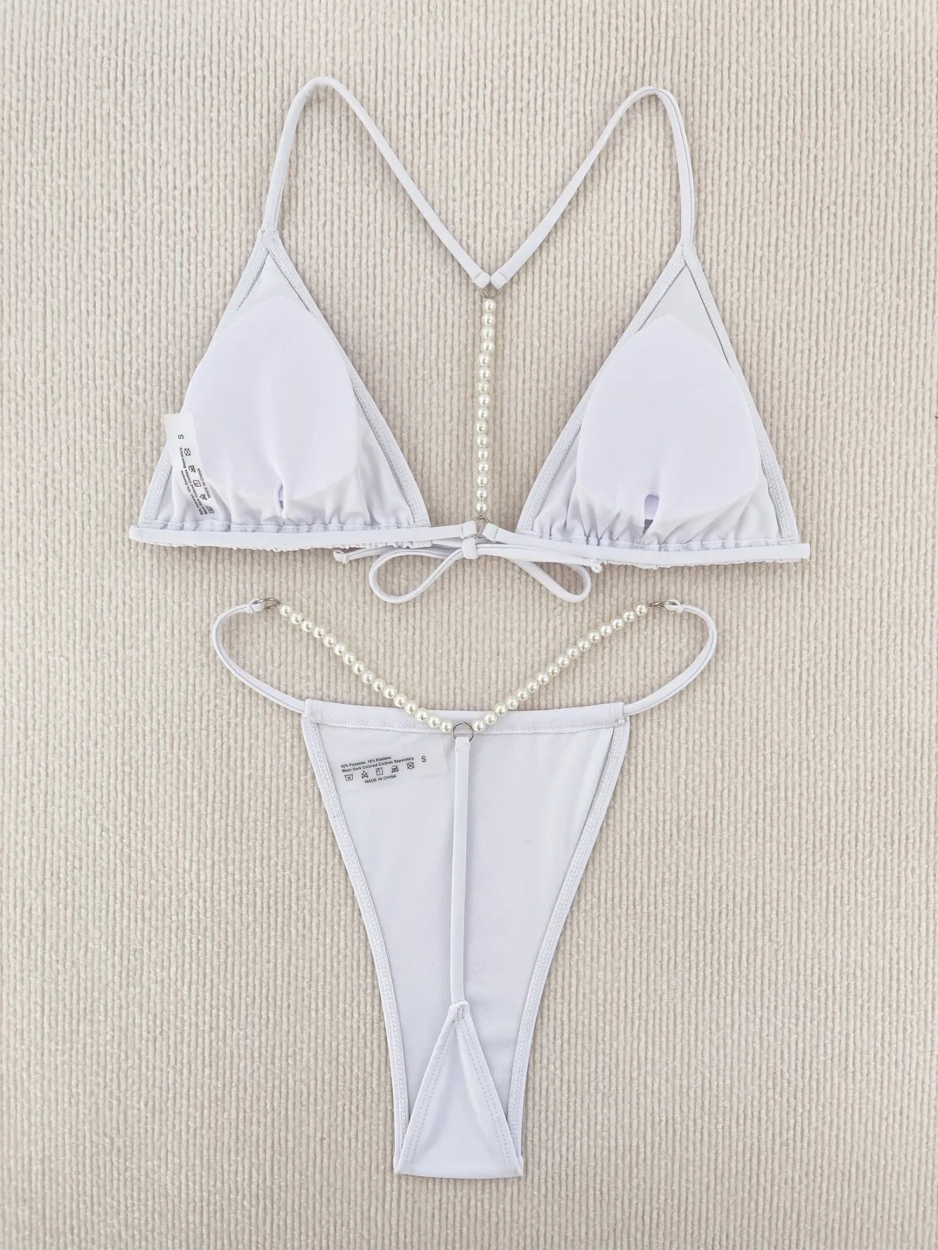 DEKA Thong Bikini Sexy String Pearls Mini Set Swimwear Women Swimsuit Female Swimming for Beach Wear for Bathing Suits