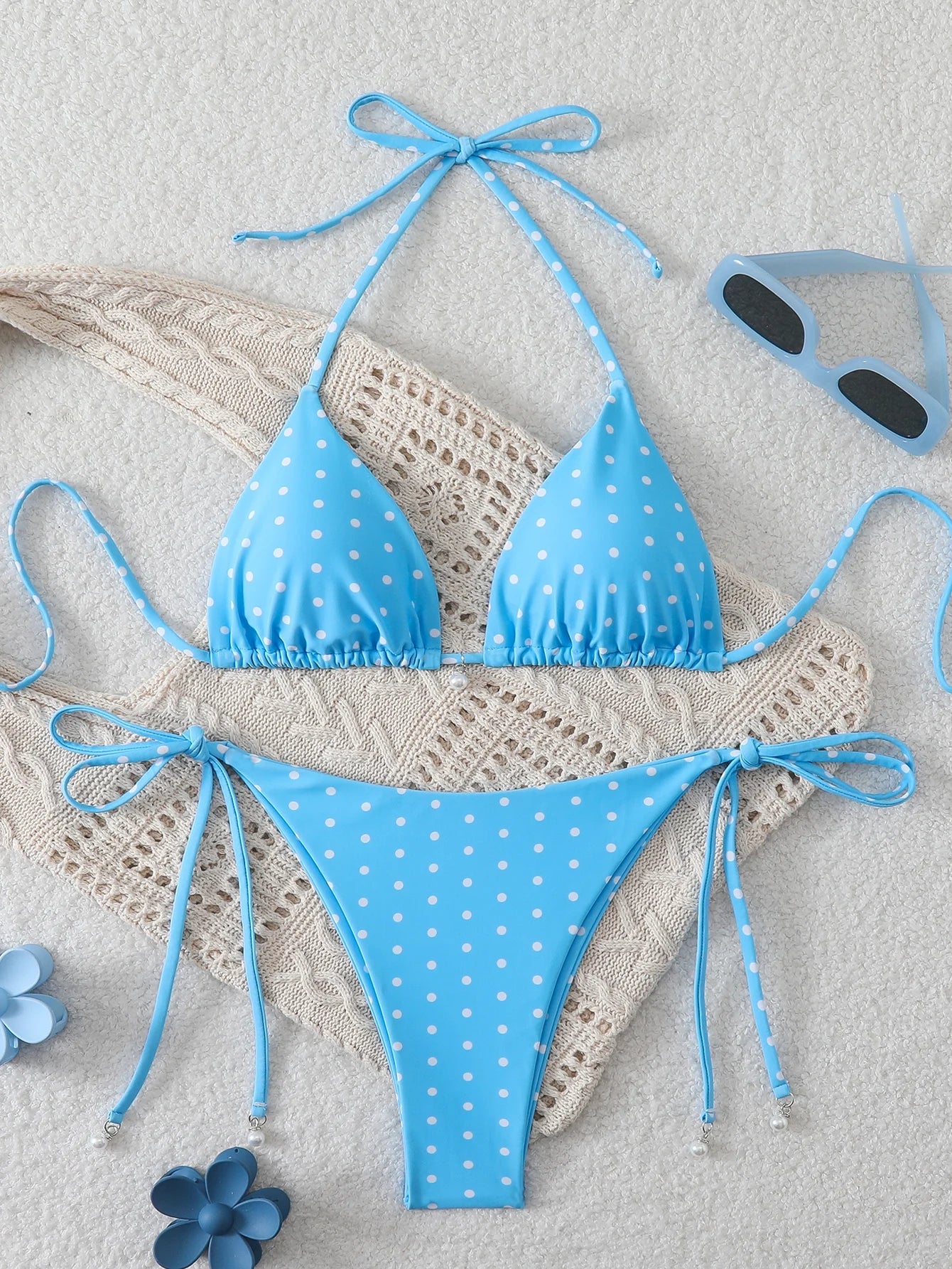 Triangle Halter Thong Bikinis 2026 Women Sexy Swimsuit Dot String Swimwear Female Bathers Bathing Swimming Swim Suit Beachwear