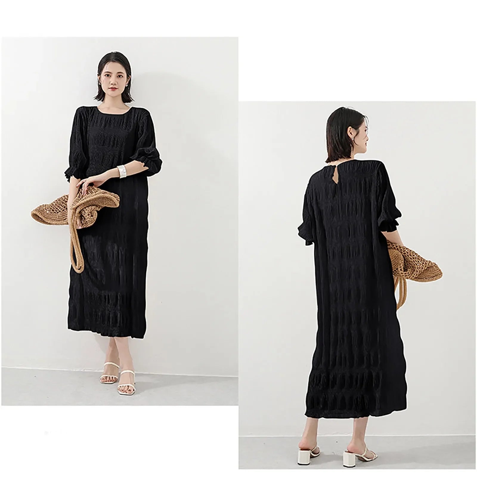 Long Dresses For Women Casual Summer Trendy Boho Style Pleated Cover Up Vestidos Daily Wear High Quality Elegant Maxi Dress