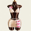 XS - L With Skirt 3D Flower Halter Bikini Women Swimwear Female Swimsuit Three-Pieces Bikini Set Bather Bathing Suit Swim V8065