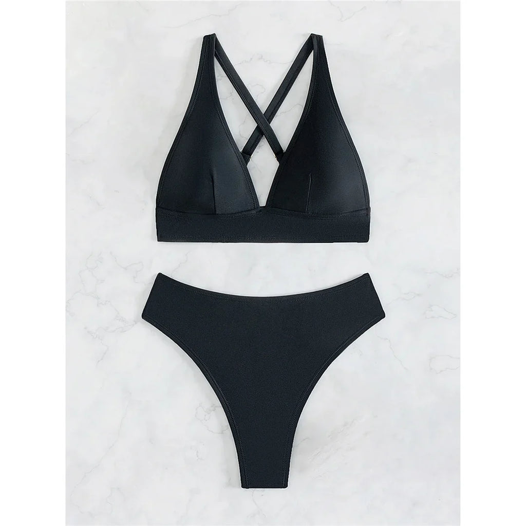 S - XL Cross Back Mini Micro Thong Bikini Female Swimsuit Women Swimwear Two-Pieces Bikini Set Bather Bathing Suit Swim V5022