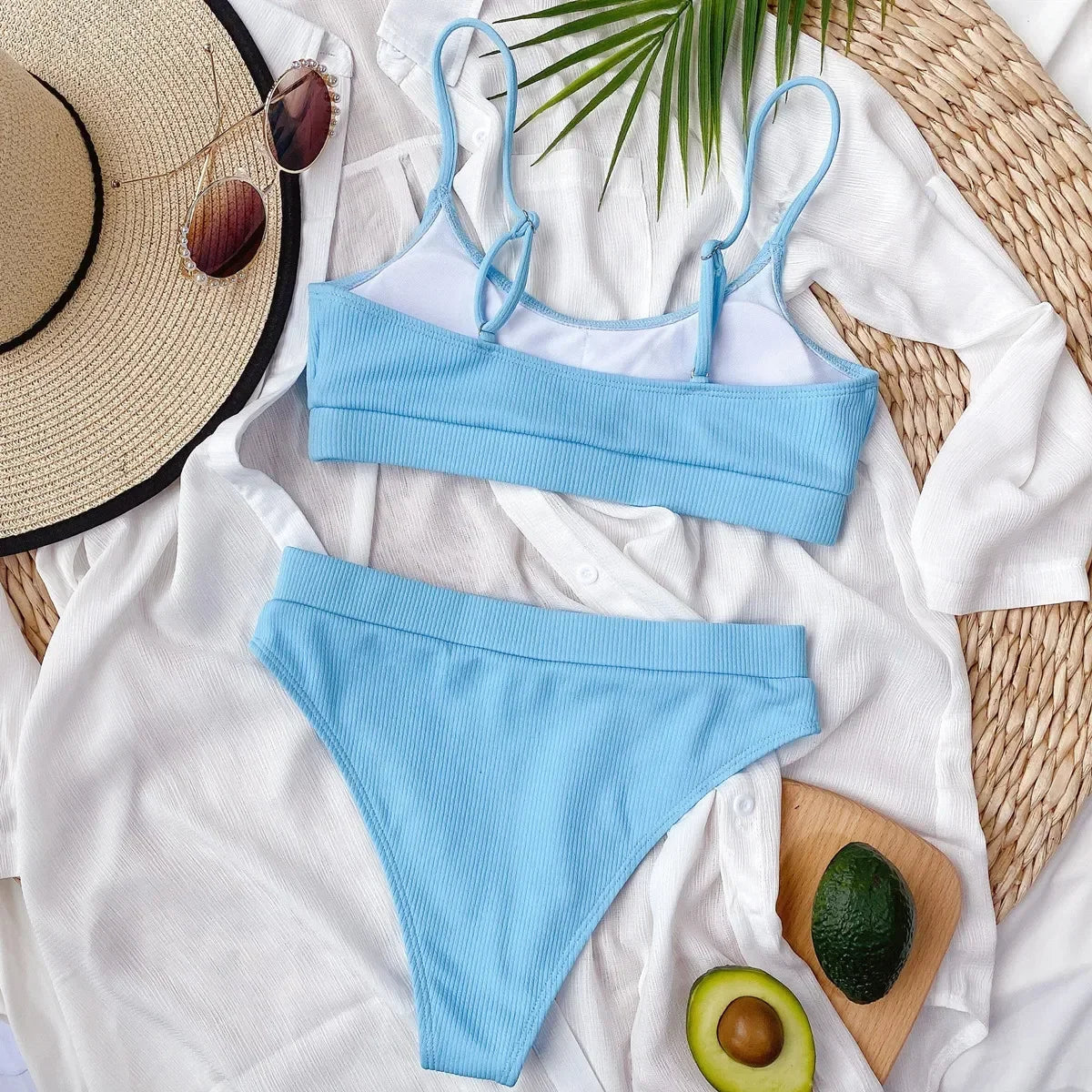 8 Colors Sexy Bikini Women Push Up Swimwear Swimsuit High Waist Solid Bikinis Set Bathing Suit Beach Bikini Female Bikinis Mujer