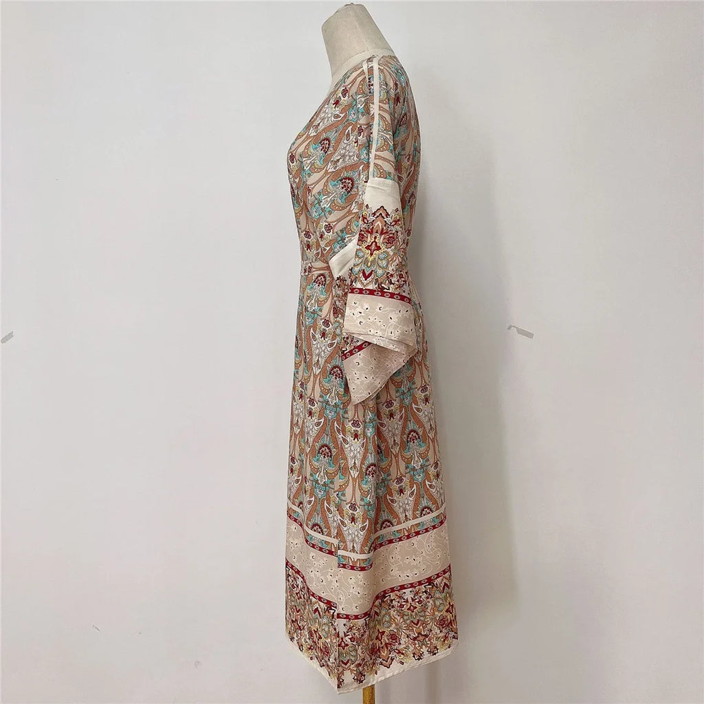 Printed Long Sleeve Crochet Knitted Cardigan Tunic Beach Cover Up Cover-ups Beach Dress Beach Wear Beachwear Female Women K7203