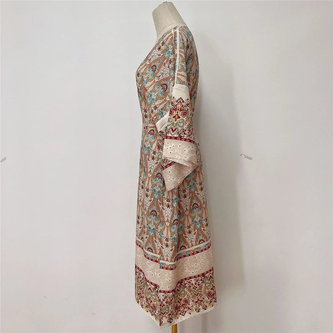 Printed Long Sleeve Crochet Knitted Cardigan Tunic Beach Cover Up Cover-ups Beach Dress Beach Wear Beachwear Female Women K7203