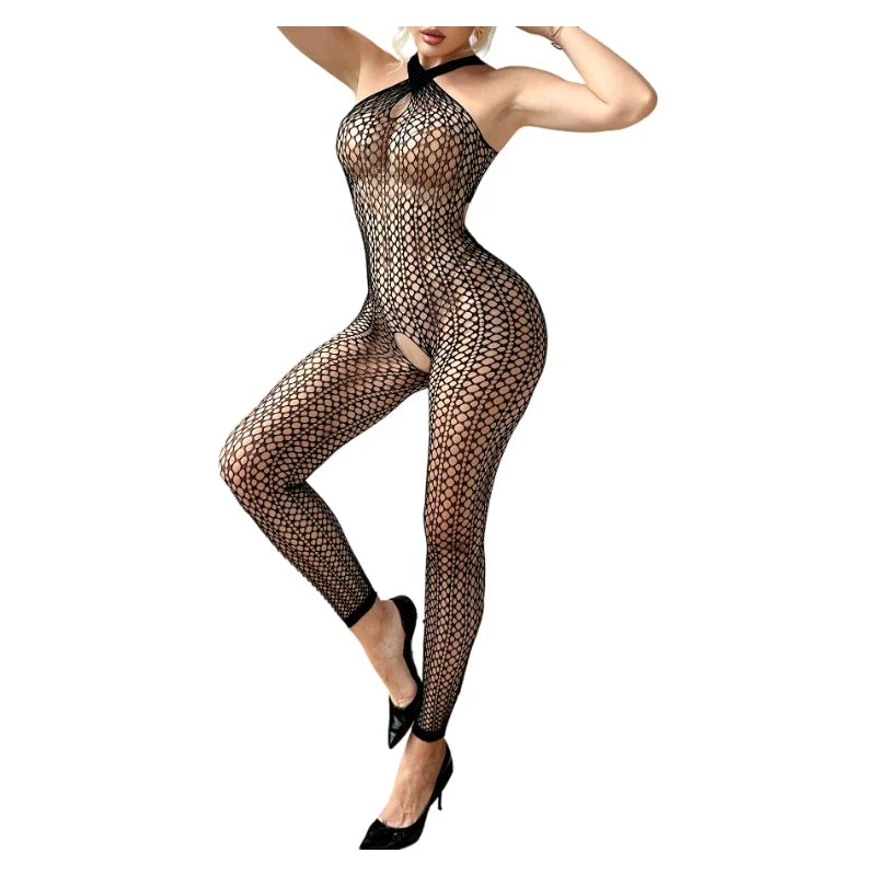 Sexy Woman Lingerie Hot Fishnet Bodystocking Erotic  Nightdress Crotchless Sexy Women's Underwear Lace Bodysuit Cosplay Costume