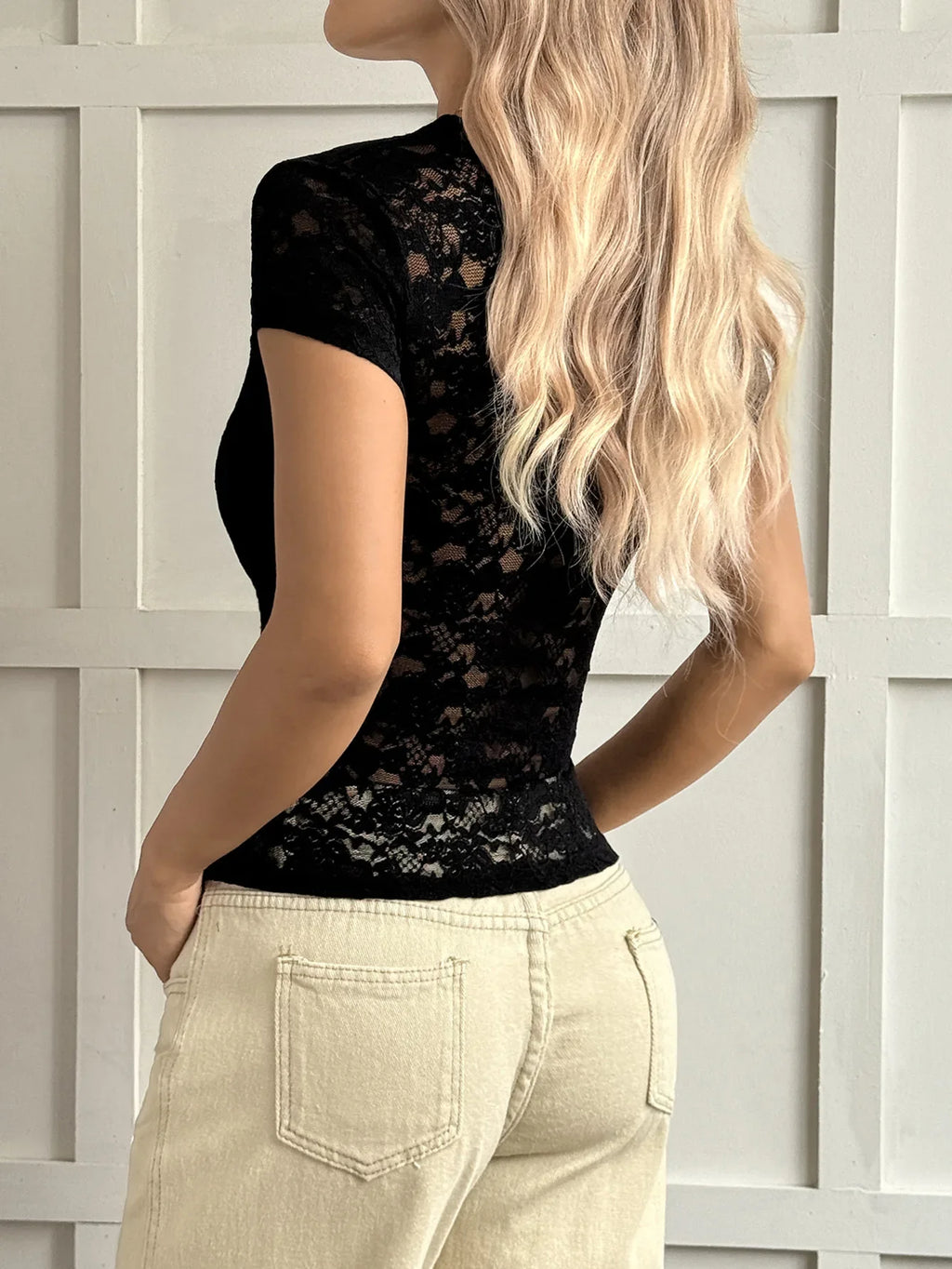 Phantasy Women's Lace Short Sleeve Shirt Sexy Hot Girl Y2K V-Neck Slim Top Bow Knitted Low Cut Short Top Summer Women Clothing