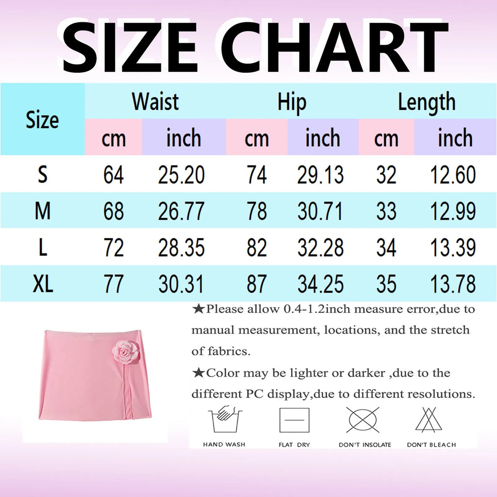 Women Black Swim Skirt 3D White Flower High Waist Side Slit Bikini Cover Up Skirts Beachwear Summer Vacation Beach Swimsuits