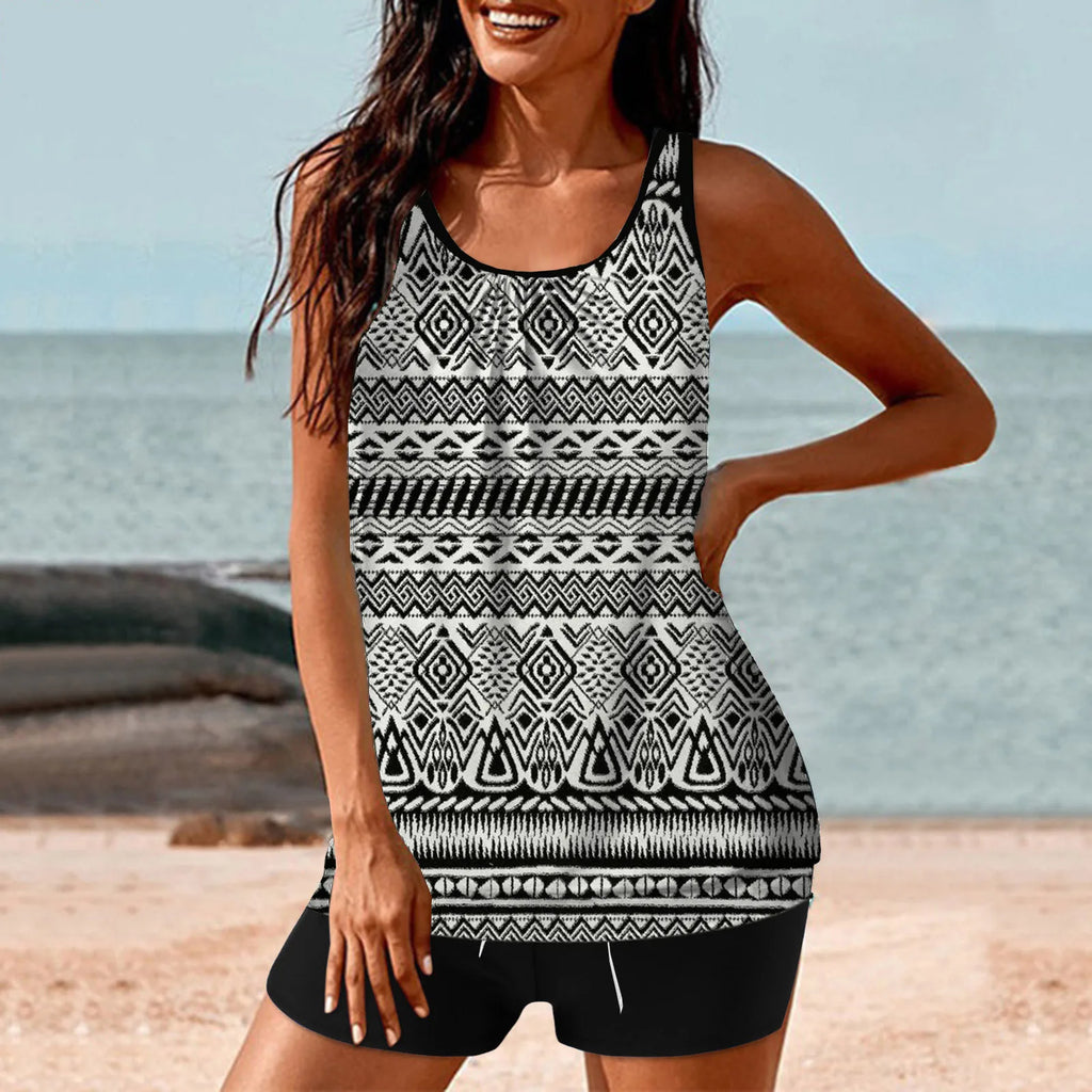 2026 Pinted Floral Tankini Two Pieces Swimsuit Women Vintage Swimwear Female Bathers Bathing Swimming Swim Suit Beachwear