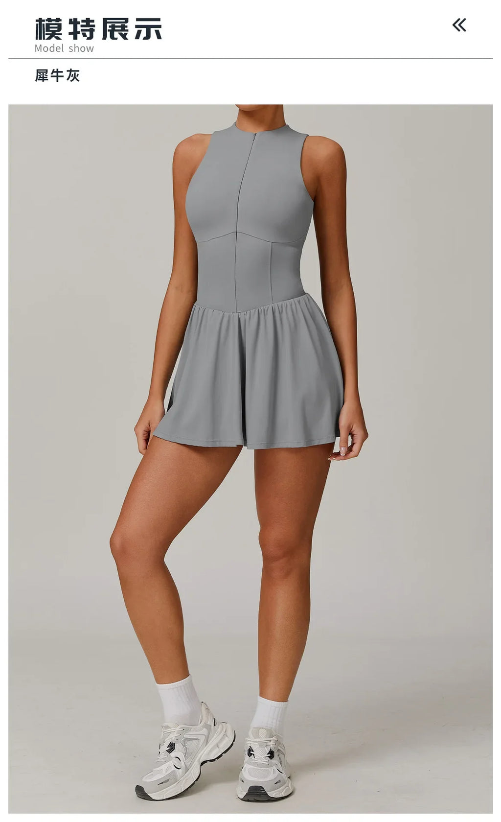 Women Front Zipper Tennis Dress Fake Two-piece Pieces Stand Up Collar Slim Fit Soft Sports Sets Fitness Pocket Skorts Yoga Suits