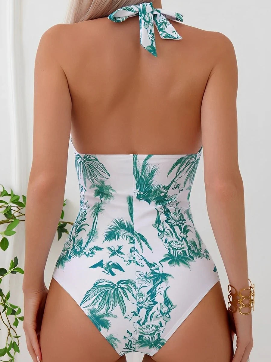 2026 Ruched Halter Swimsuit One Piece Swimwear Women Sexy Bathers Bathing Swimming Swim Suit Female Beachwear