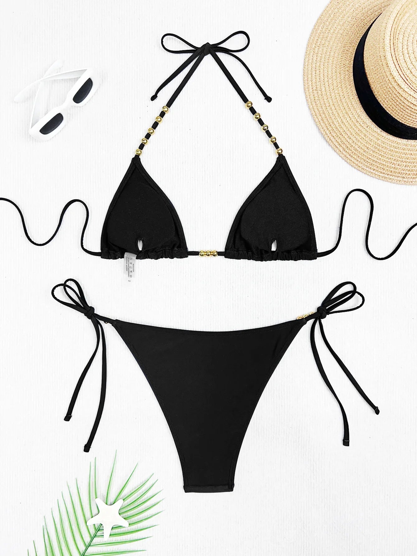 Sexy Coffee Bikini Set Women Pearls Strap Push Up Bandage Thong Swimsuit 2025 Brazilian Summer Bathing Suit Micro Swimwear