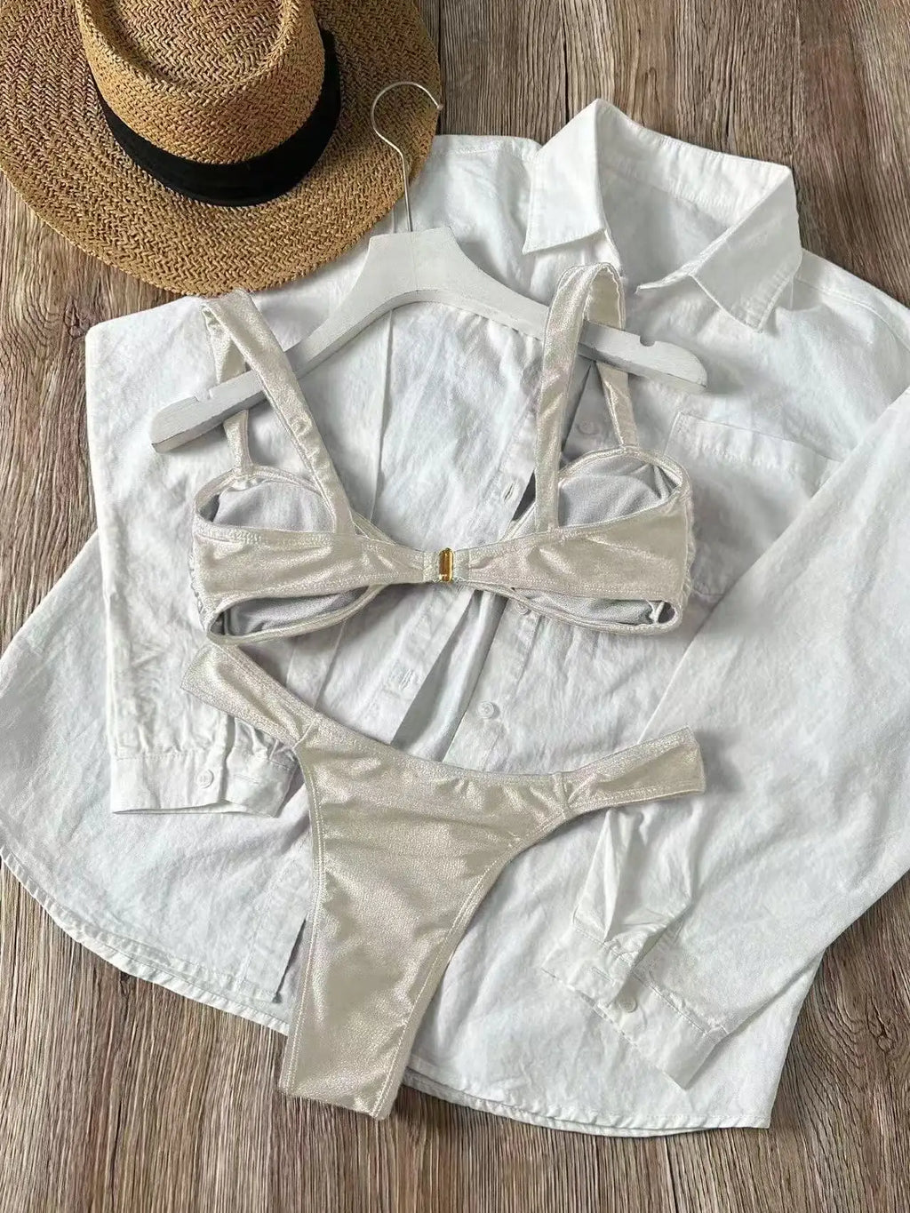 Sexy Metal Shell Ornament Bikini Set 2026 Women Hot Pink Pleate Push Up Bra Thong Swimsuit Summer Bathing Suit Micro Swimwear