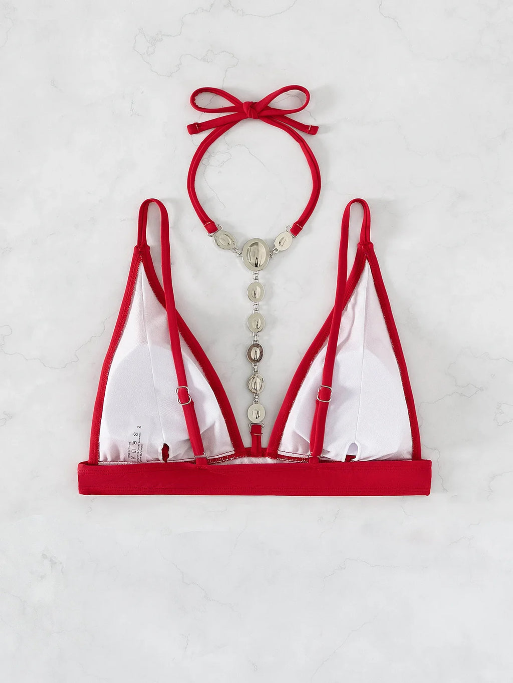 DEKA Diamond Bikini Set Crystal Necklace Halter Red Swimsuit Women Sequins Bathing Suit Stones Swimwear Glitter Push Up Monokini