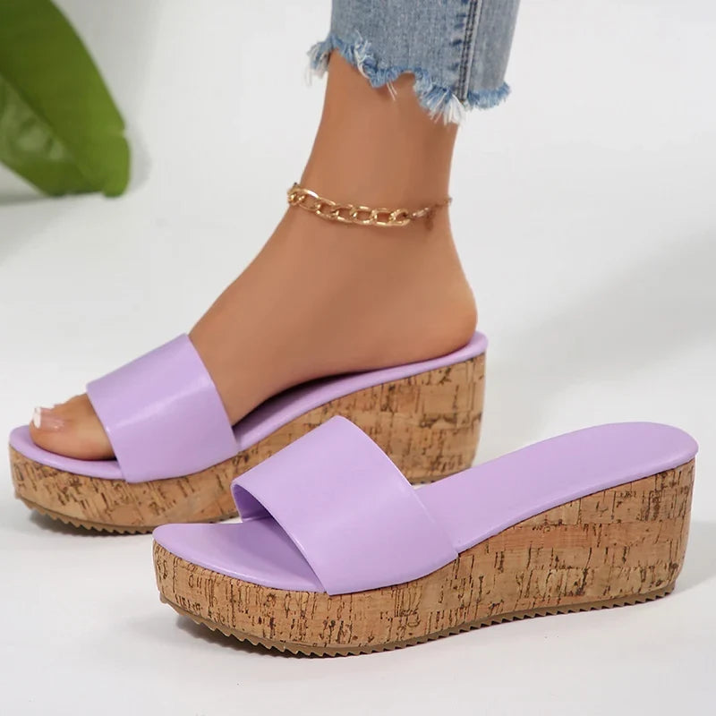 Fashion White Wedges Sandals Women Plus Size 43 Chunky Platform Slippers Woman Lightweight Peep Toe High Heel Sandals Female