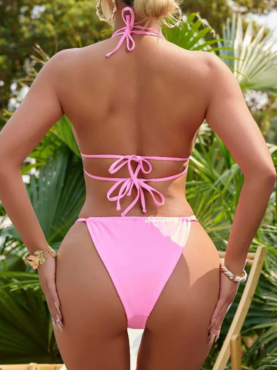 2025 Halter Luxury Rhinestone Diamond Bikini Female Swimsuit Women Swimwear Two-pieces Bikini Set Bather Bathing Suit Swim Lady