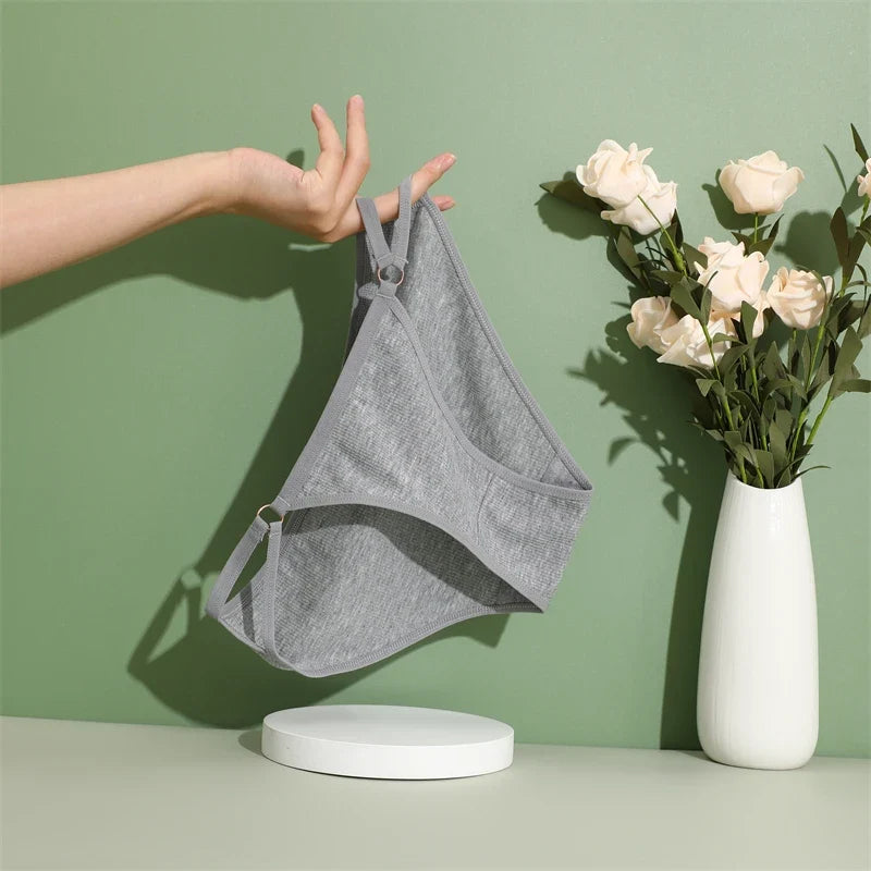 3Pcs Women Cotton Lingerie Sexy Soft Fashion Panties Femme Buckle Design Underwear Pantys Underpant Lingerie Lace Intimates S-XL