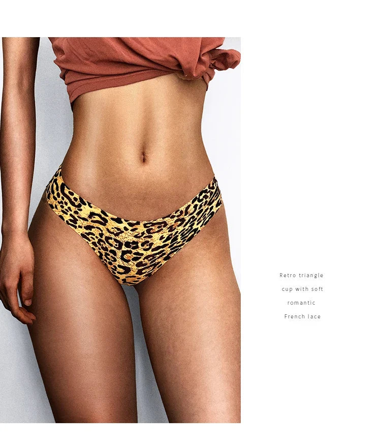 Ice Silk Seamless Snake Leopard Women Panties Sexy G String Thong Underwear T Back Girls Briefs Fitness Lingerie Plus Size M-XXL