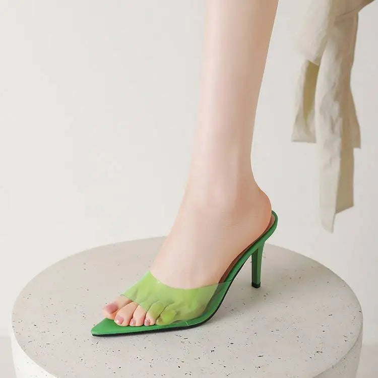 Spring and Summer New Style Fashion High Heels Women's Slippers Pointed Tip Concise Sexy Party Women's Shoes High 8cm Size 35-43