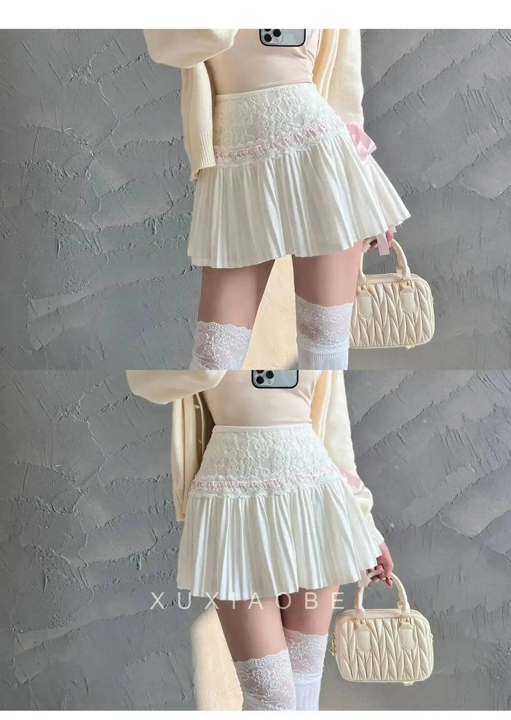 Design Sense Pure Love Girl Pink Cake Skirt Exquisite Sweet Lace Splicing Pleated Skirt Short Skirt Sweet Korean Women 2QEB