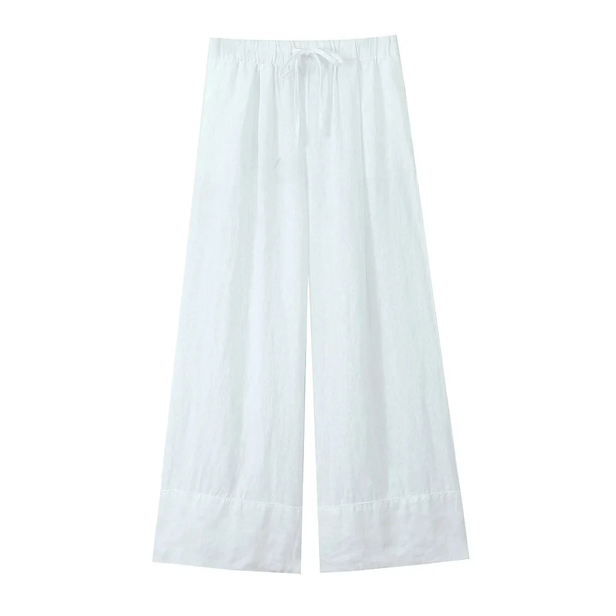Foridol Cotton Linen White Long Pants Women Spring Summer Casual Wide Leg Pants Pantalones Elastic Waist Sash New Female Pants