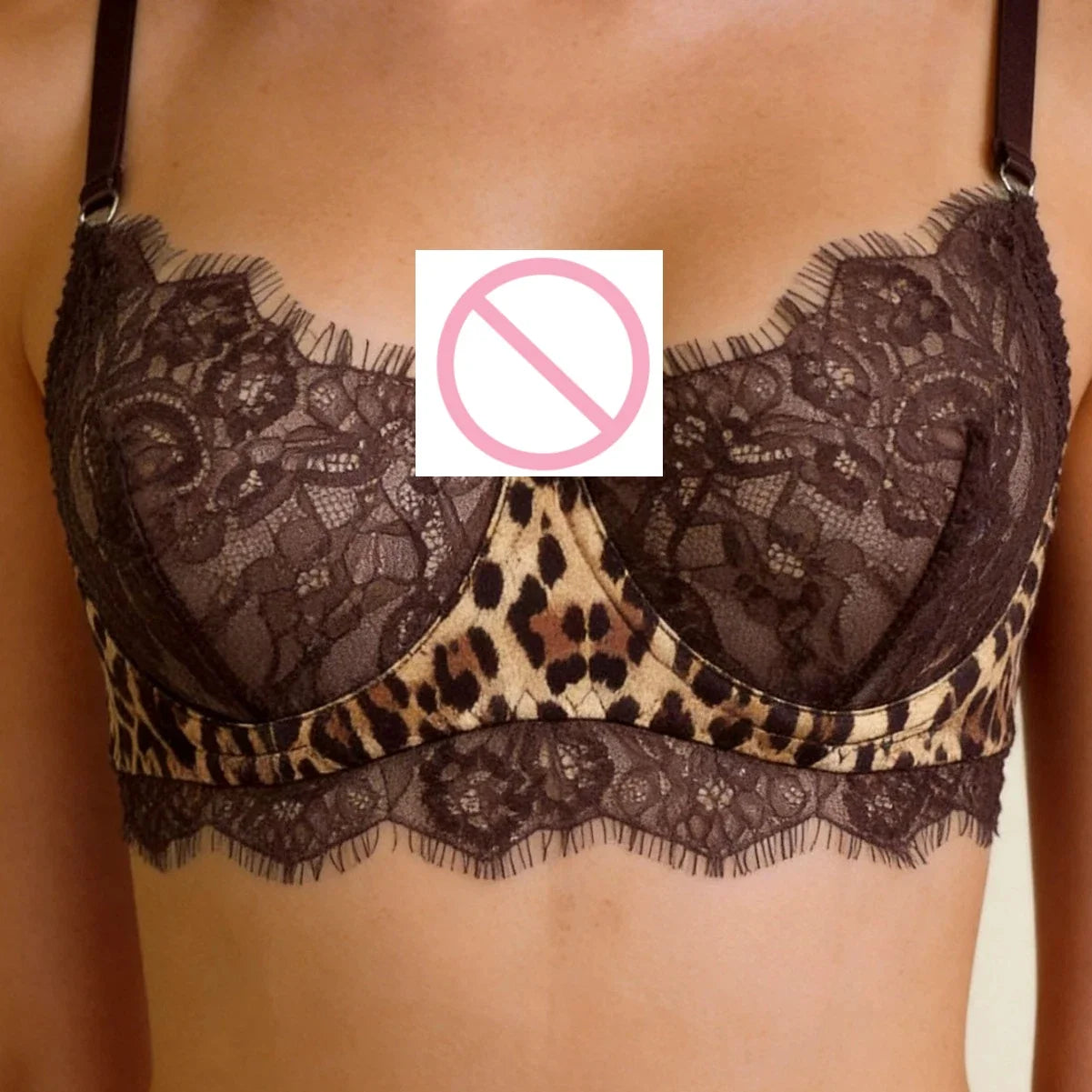 Lace leopard print sexy push-up bra French sexy lingerie thong