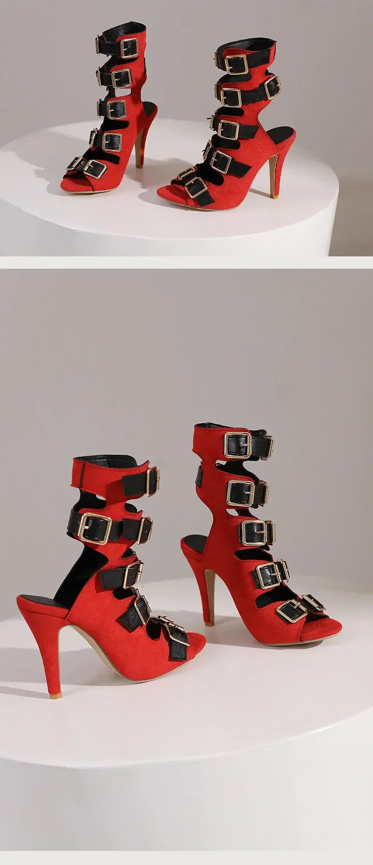10cm Ultra High with Open Toe Multiple Buckle Strap Belt Sexy Club High Heels Summer Shoes Gladiator Cool Boots Sandals Women
