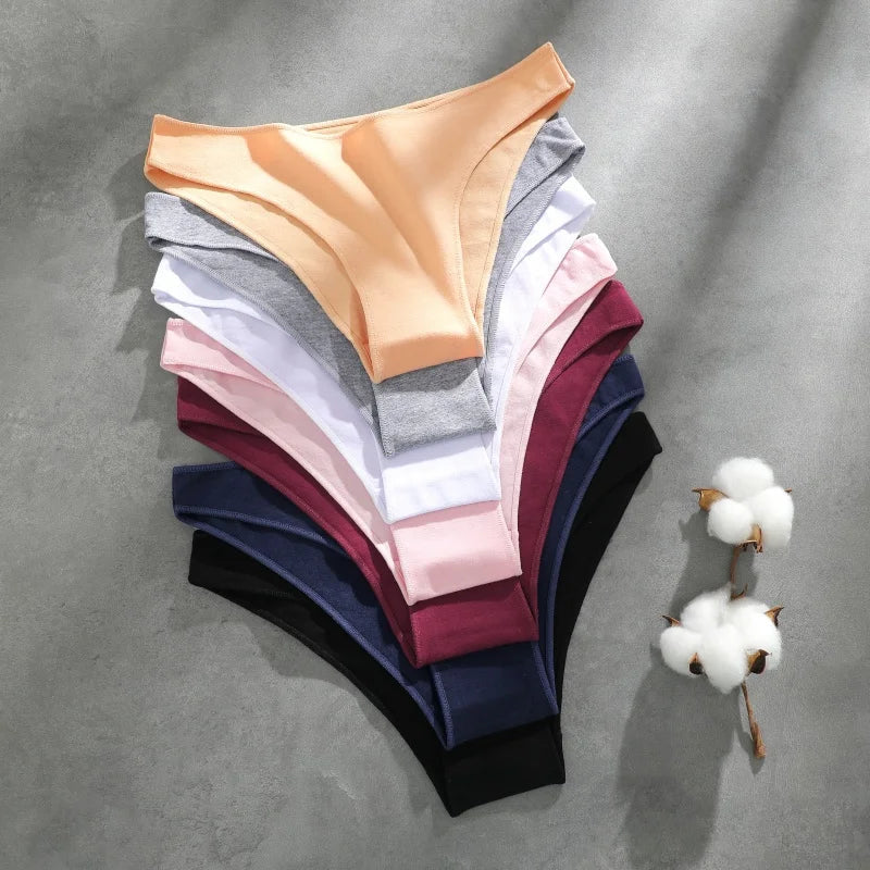 4Pcs Women's Cotton Seamless Briefs Intimates Women Sexy Panties Solid Color Breathable Underwear Female Low Waist Soft Lingerie