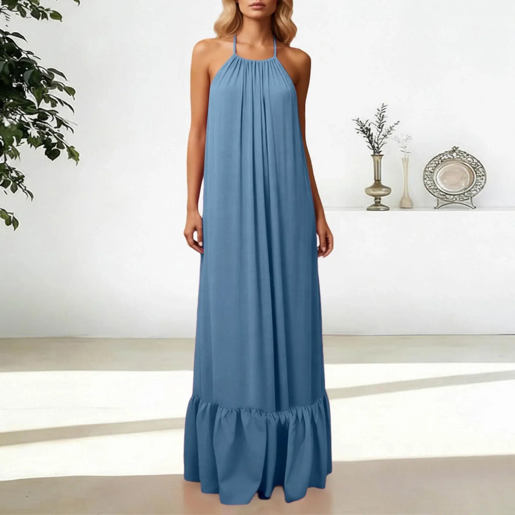 Women Fashion Oversized Dress For Womens Summer Trendy Solid Color Sleeveless Backless Dresses Beach Holiday Wear Sundress