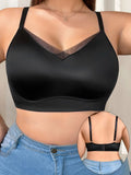 High quality plus size full cup black women's solid color underwear without steel ring sexy Lingerie MR3525