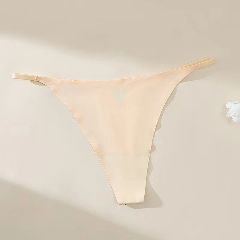 New Sexy Thin Ice Silk Women's Briefs Low Waist Invisible Yoga Fitn Sports Underwear Pure Color Ladies Thong Panties