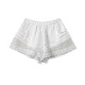 Women Elastic Waistband Lace Trim Streetwear Shorts Summer Solid Color Casual Loose Shorts with 2 Pockets