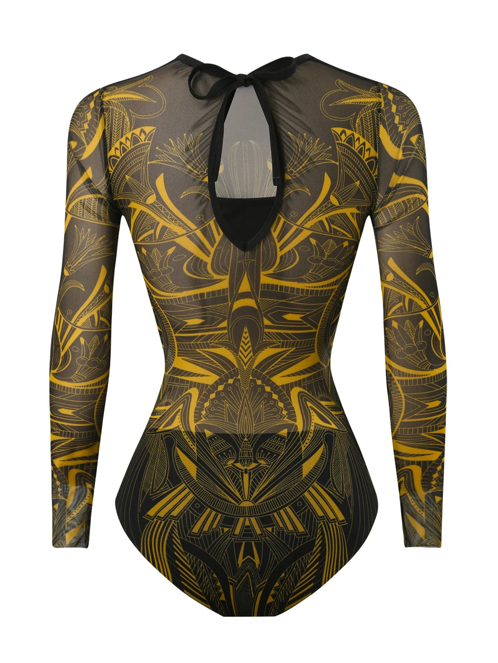 2026 Printed Mesh Swimsuit One Piece & Beach Dress Long Sleeves Swimwear Women Bathing Swimming Swim Suit Padded Beachwear