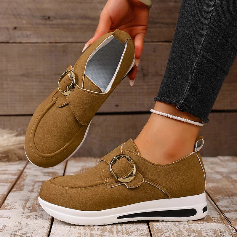2025 Faux Suede Platform Loafers Women Lightweight Slip On Thick Sole Sneakers Woman Plus Size 43 Comfort Non Slip Casual Shoes