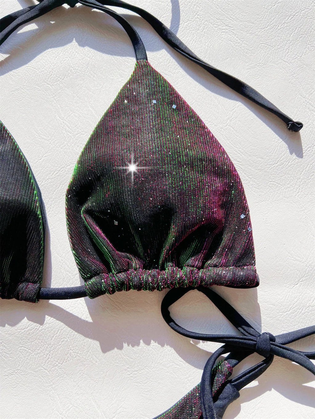 sexy giltter gradient purple string micro halter bikinis sets two pieces 2024 women thong tie swimsuit bathing suit swimwear