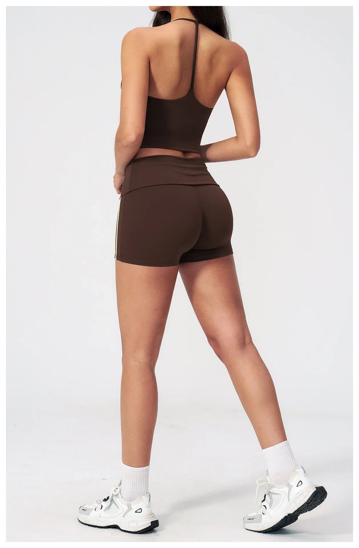 Color Blocked Yoga Suit 2 Pieces Women Slim Sports Tank Top High Waist Leggings Shorts Outfit Tight Outdoor Running Fitness Suit