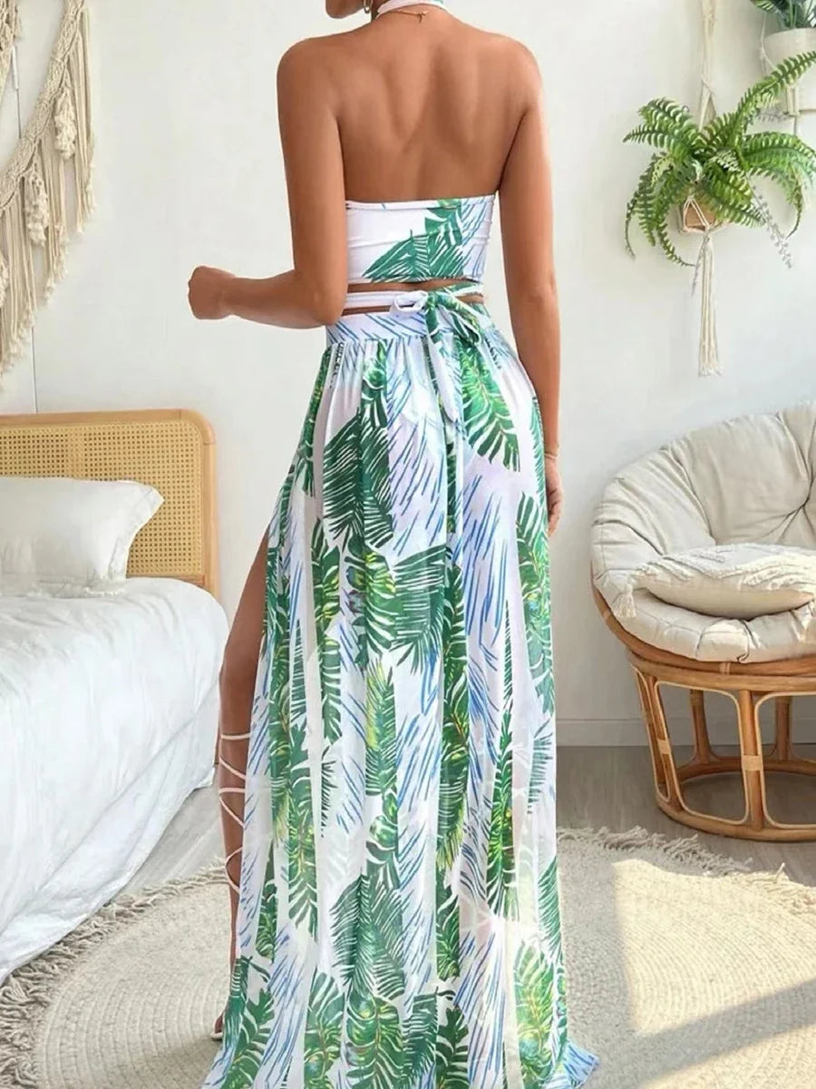 2026 Halter 3 Pieces Bikinis Bandage Swimsuit & Beach Dress Sexy Swimwear Women Bathers Swimming Bathing Suit Beachwear Summer