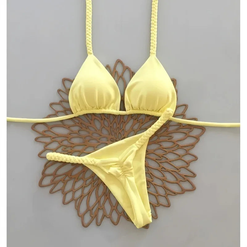 2026 New Micro Bikinis Push Up Women Swimsuits Sexy Swimwear Brazilian Bikini Set Thong Biquini Solid Swimsuit Summer Beachwear