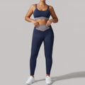Summer Color-block Yoga Sets Women Thin Strap Open Back Shockproof Sports Bra Tight High Waist Leggings Training Fitness Suits