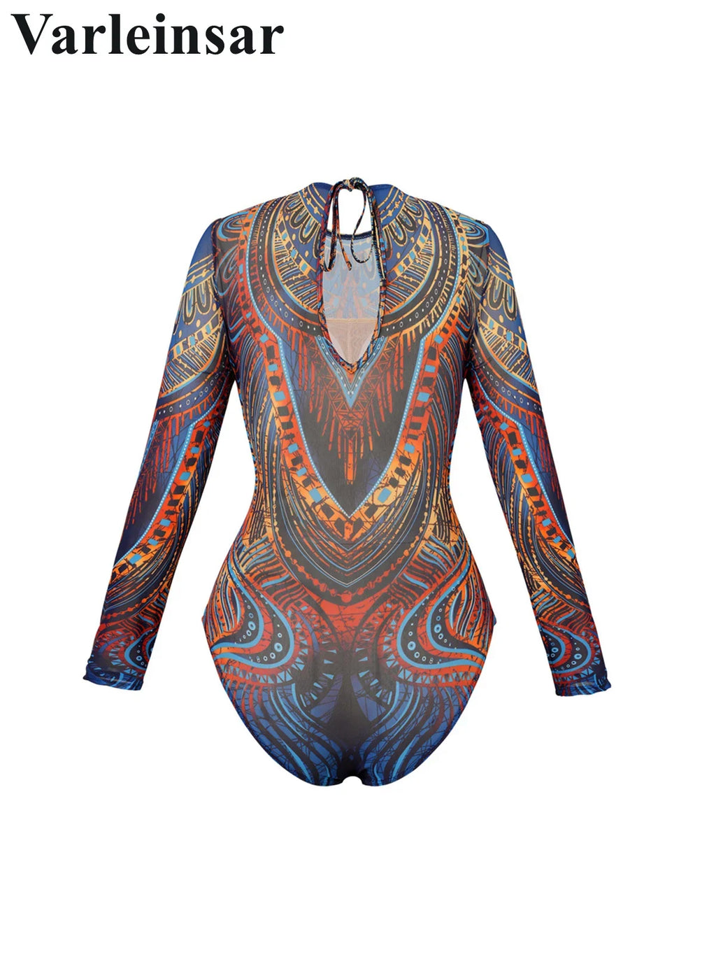 XS - XXL Printed Long Sleeve With Sarong Women Swimwear One Piece Swimsuit Female High Leg Cut Bather Bathing Suit Swim V7136