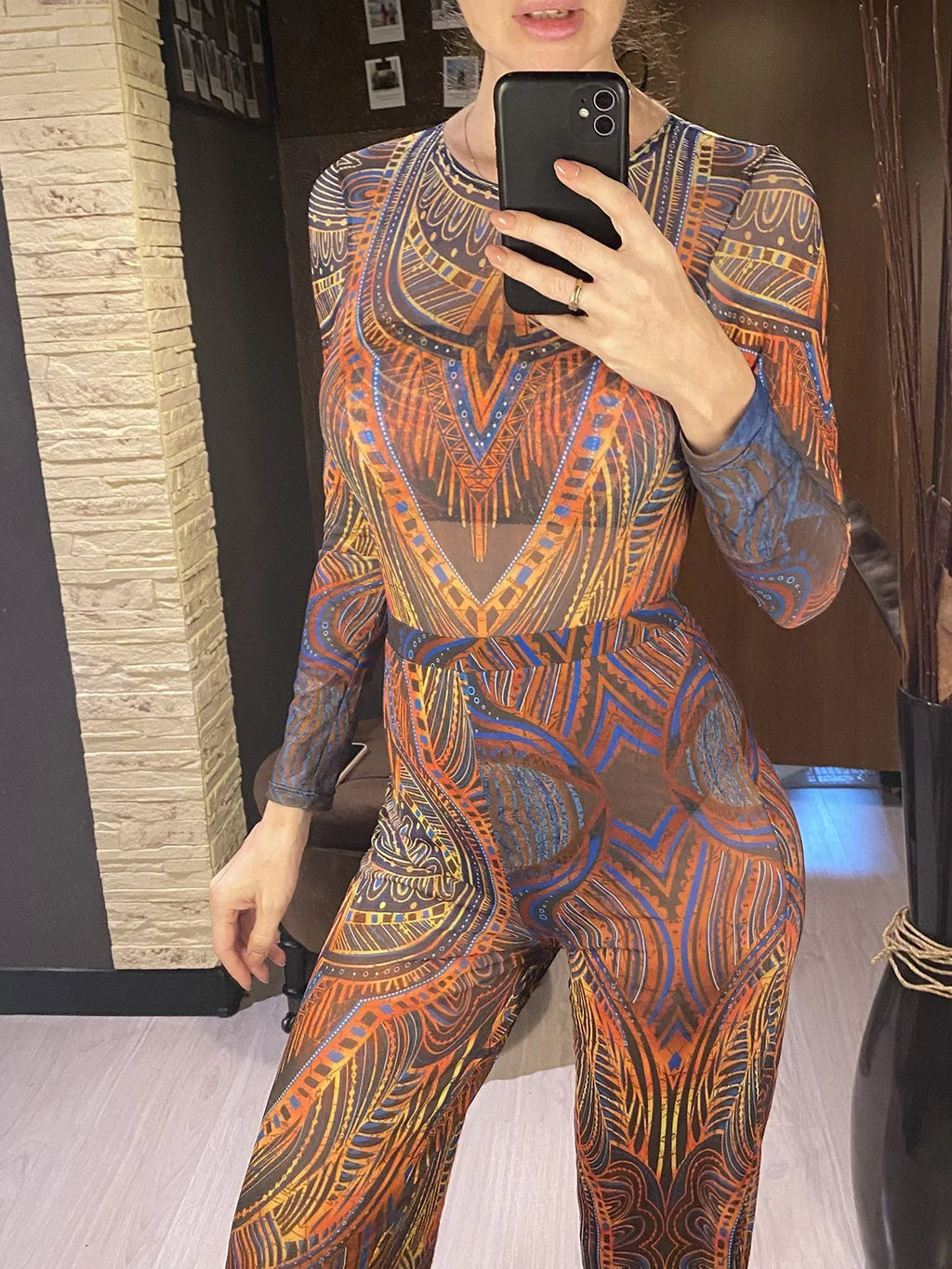 S - XXL New Printed Long Sleeve With Pants Women Swimwear One Piece Swimsuit Female Floral Padded Bather Bathing Suit Swim V7176
