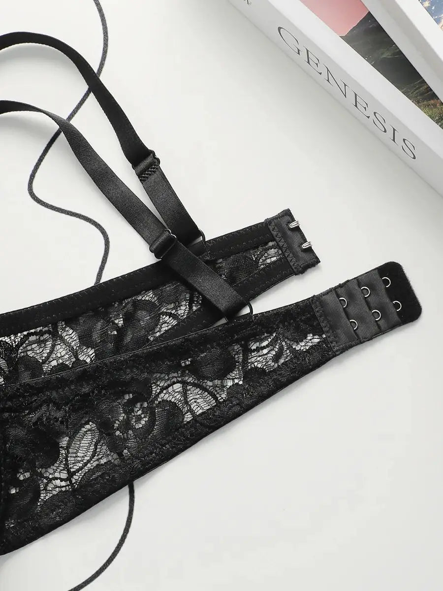 Women's sexy embroidered lace bra with breathable steel rims gathered push ups adjustable shoulder straps comfortable bra U037