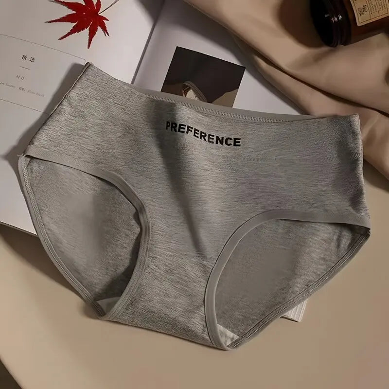 3Pcs/Set Women Soft Cotton Panties Mid Waist Briefs in Warm Tan Minimalist Intimates Breathable Stretch Underwear Size M-2XL